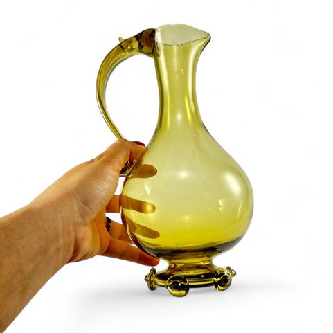 PRAGA - JUG, CZECH MEDIEVAL GREEN GLASS