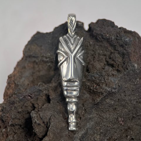 CELTIC HEAD, LA TENE REPLICA, MOTIVE FROM FIBULA, TALISMAN, SILVER PENDANT, AG 925