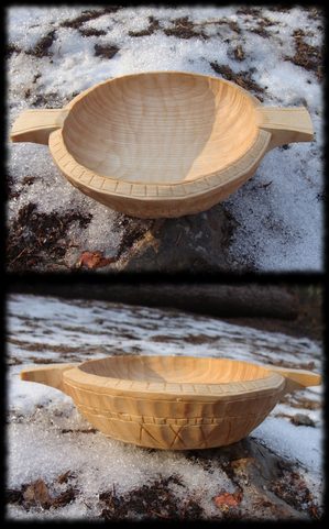 HAND CARVED DECORATED BOWL