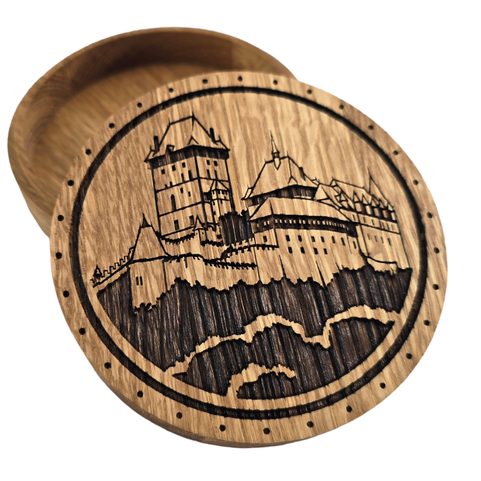 MEDIEVAL CASTLE, JEWELLERY BOX, OAK