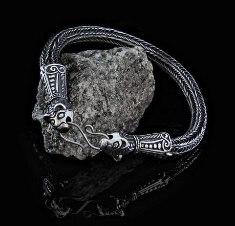 VIKING BRAIDED BANGLE, BORRE STYLE, SILVER 925, 20 G