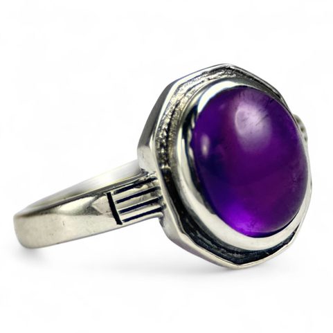 MEDIEVAL SILVER RING, AMETHYST, AG 925/1000