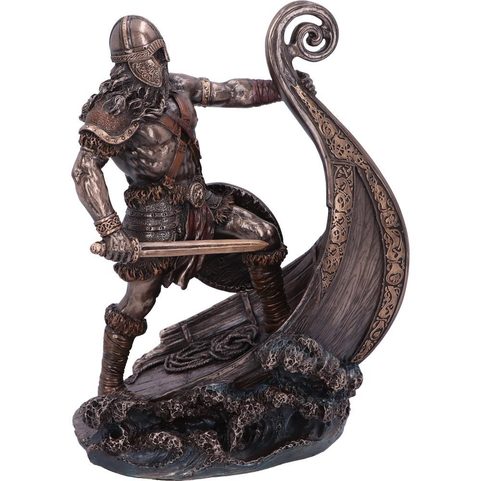 BRONZED HALVOR VIKING LONGSHIP FIGURINE 24CM
