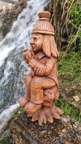 VODNIK - WATER SPIRIT - VODYANOY, WOODEN CARVED FIGURE FROM THE CARPATHIANS