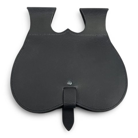 SACOCHE MÉDIÉVALE EN CUIR, FLEUR DE LIS, NOIR