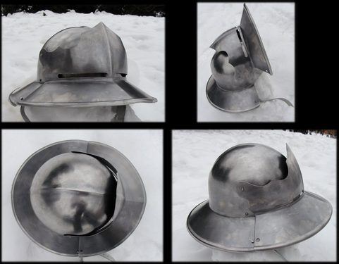 IRON HAT WITH MOVEABLE VISOR