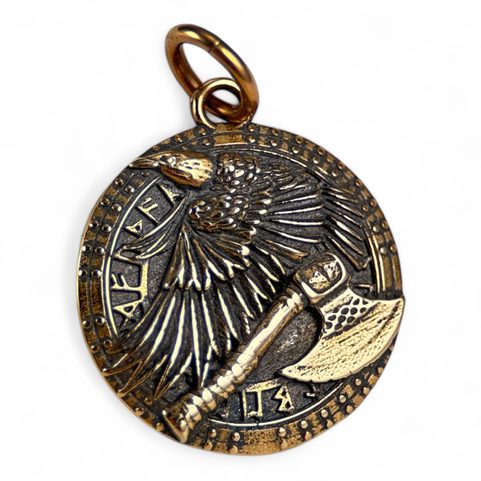 TO VALHALLA! VIKING BATTLE AMULET, BRONZE
