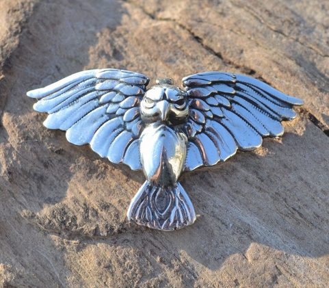 ATHENE NOCTUA, STERLING SILVER LITTLE OWL PENDANT, SMALL