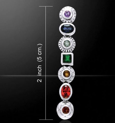 SILVER CHAKRA WITH GEMS PENDANT, AG 925