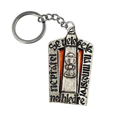 HUSSITE SHIELD, KEY RING, ZINC, ENAMEL