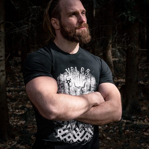 VELES, SLAWISCHES HERREN-T-SHIRT NAAV, SCHWARZ-WEISS