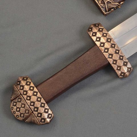 VIKING SWORD, TYPE D WITH LEATHER SCABBARD