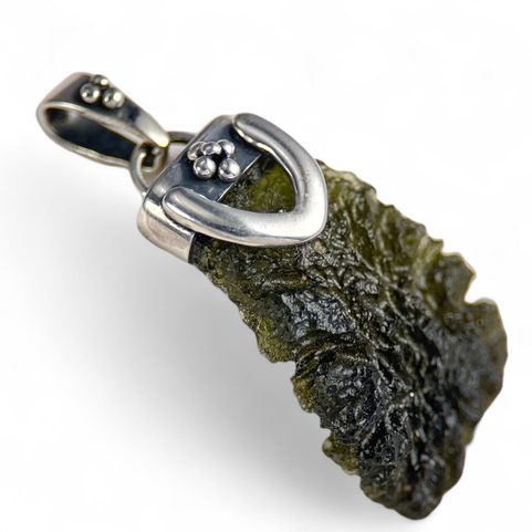 MORAVIA, MOLDAVITE PENDANT, SILVER 925/1000