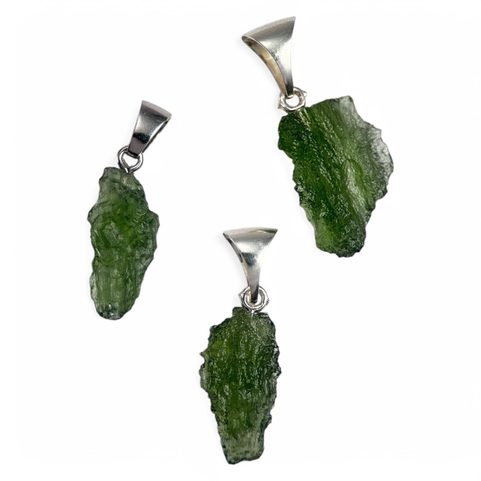 MOLDAVITE - TEKTITE FROM BOHEMIA, SILVER PENDANT