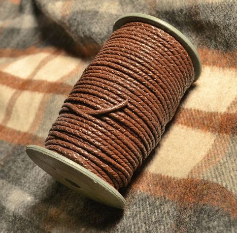 BROWN BRAIDED LEATHER CORD, ROUND, 3 MM, 1 M