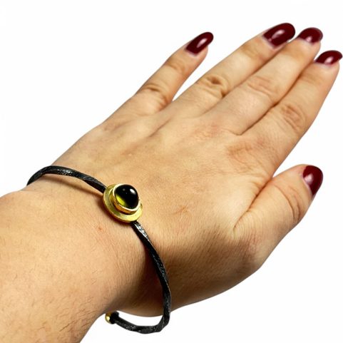 GABRETA BRACELET, MOLDAVITE AND SILVER AG 925/1000