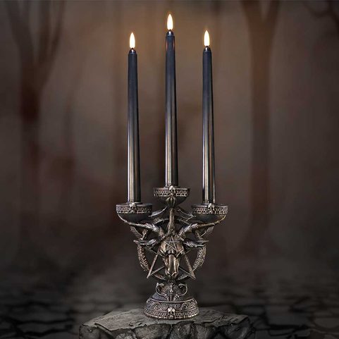 BAPHOMET'S RADIANCE CANDLE HOLDER 46CM