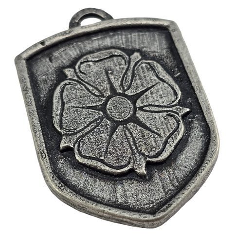 ROSE OF ROSENBERG, MEDIEVAL COAT OF ARMS IN SHIELD, ZINC