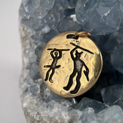KRIGER, WARRIOR PENDANT, TANUM PETROGLYPH, BRASS