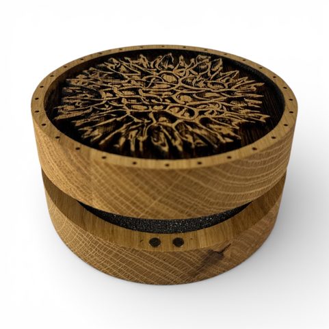 BOÎTE EN CHÊNE MOLDAVITE POUR COLLECTIONNEURS DE PIERRES, MOLDAVITE ET BRACELETS