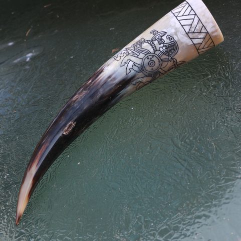 HUGINN AND MUNINN, VENDEL DRINKING HORN