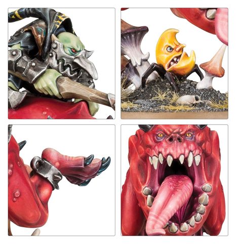 WARHAMMER AGE OF SIGMAR: GLOOMSPITE GITZ: LOONBOSS ON GIANT CAVE SQUIG