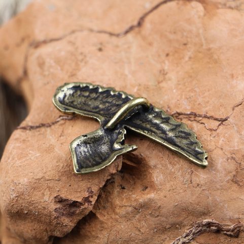 KNIGHT'S HELMET, PENDANT, ZINC, ANT. BRASS