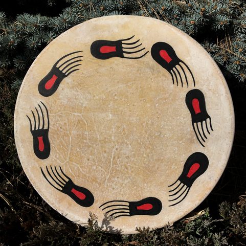 SHAMAN INDIAN DRUM, BEAR TRACKS 40 CM