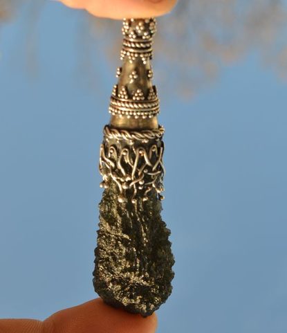 SCEPTER OF THE UNIVERSE, LUXURY MOLDAVITE NECKLACE, SILVER 925, COLLECTION BOHEMIA