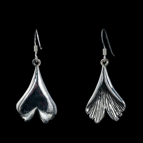 GINKGO, EARRINGS, SILVER