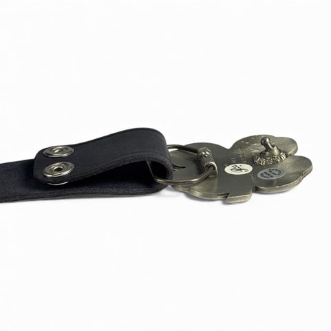 LEATHER BELT WITH BUCKLE CHANGE SYSTEM, BLACK