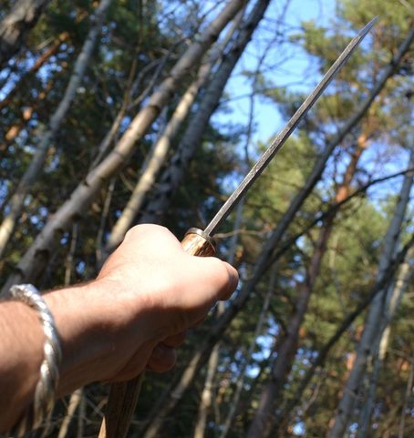SCRAMASAX, HAND FORGED LONG KNIFE, ANTLER, SHARP REPLICA