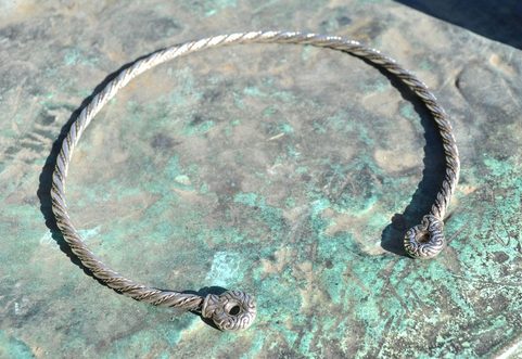 CELTIC CHIEFTAIN TORC, STERLING SILVER, AG 925, 78 G.