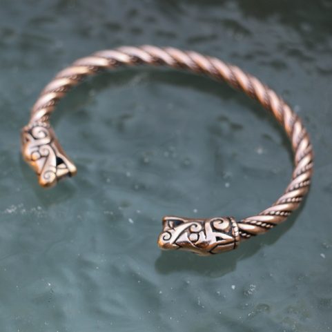 VIKING WOLF, BRACELET FROM BURG, SWEDEN, BRONZE