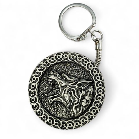SLAVIC WOLF KEYCHAIN, ZINC ANTIQUE SILVER