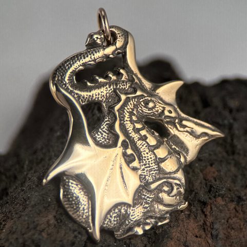 Y DDRAIG GOCH, DRAGON, TALISMAN, BRONZE