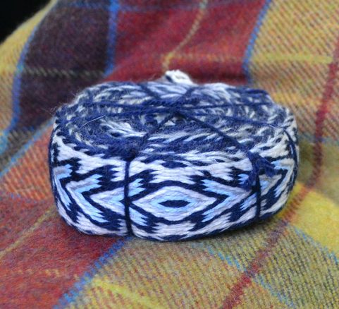 WOOLEN TABLET WOVEN BELT, BLUE COMBINATION