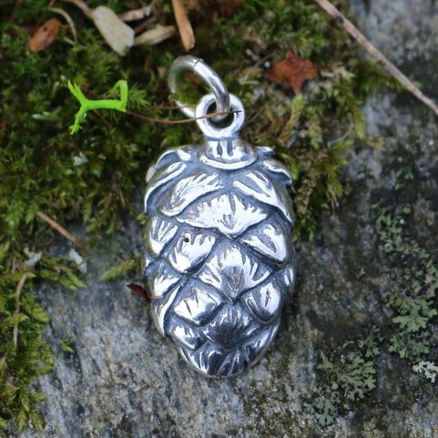 HOPS - HOP CONE, SILVER PENDANT