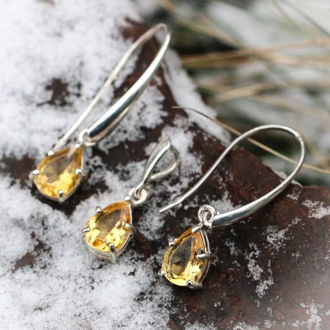 SINOPE PENDANT AND EARRINGS, SILVER 925 CITRINE, SET