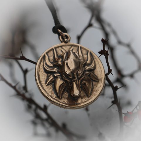 SLAVIC WOLF PENDANT, BRONZE