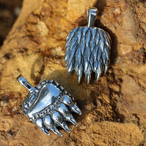 BEAR PAW PENDANT, SILVER