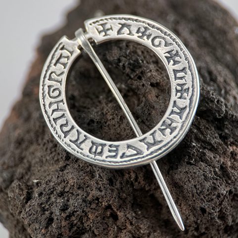 MEDIEVAL BROOCH, YEAR 1300, LOMBARD SCRIPT, SILVER 925/1000,13G