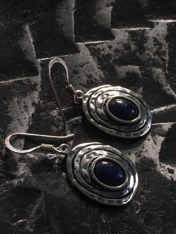 GHORM, STERLING SILVER EARRINGS, SODALITE