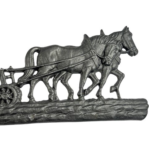 PLOUGHMAN AND HORSES, BARN DECORATION, CAST IRON