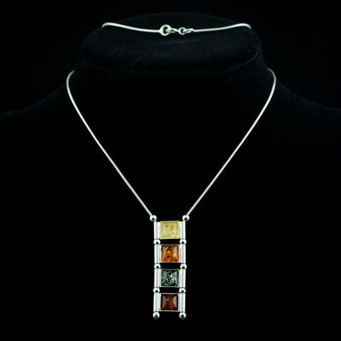 WIOLA, AMBER, NECKLACE, STERLING SILVER