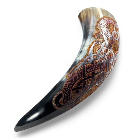 CELTIC DRAGON, DECORATED VIKING HORN