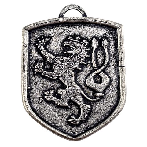 CZECH LION, MEDIEVAL COAT OF ARMS IN SHIELD, ZINC