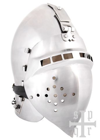 GERMAN VISORED BASCINET, MEDIEVAL HELMET, CA. 1370, 2 MM STEEL