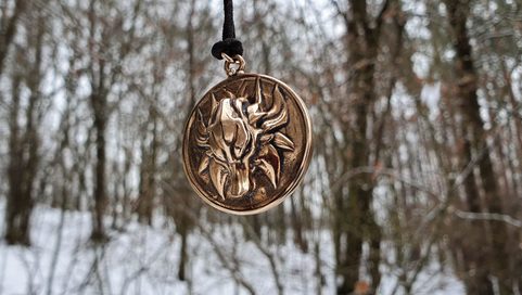 SLAVIC WOLF PENDANT, BRONZE