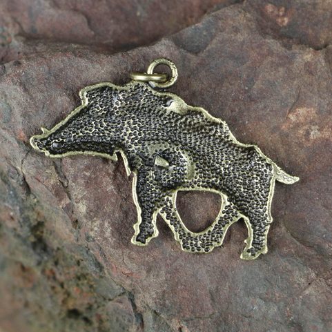 COLLACH - CELTIC BOAR PENDANT, ZINC, ANTIQUE BRASS